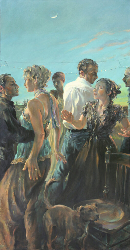 Couples dancing in the early dusk